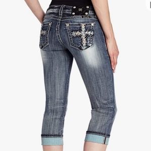 Miss Me Denim Cuffed Capri Jeans Women's 25